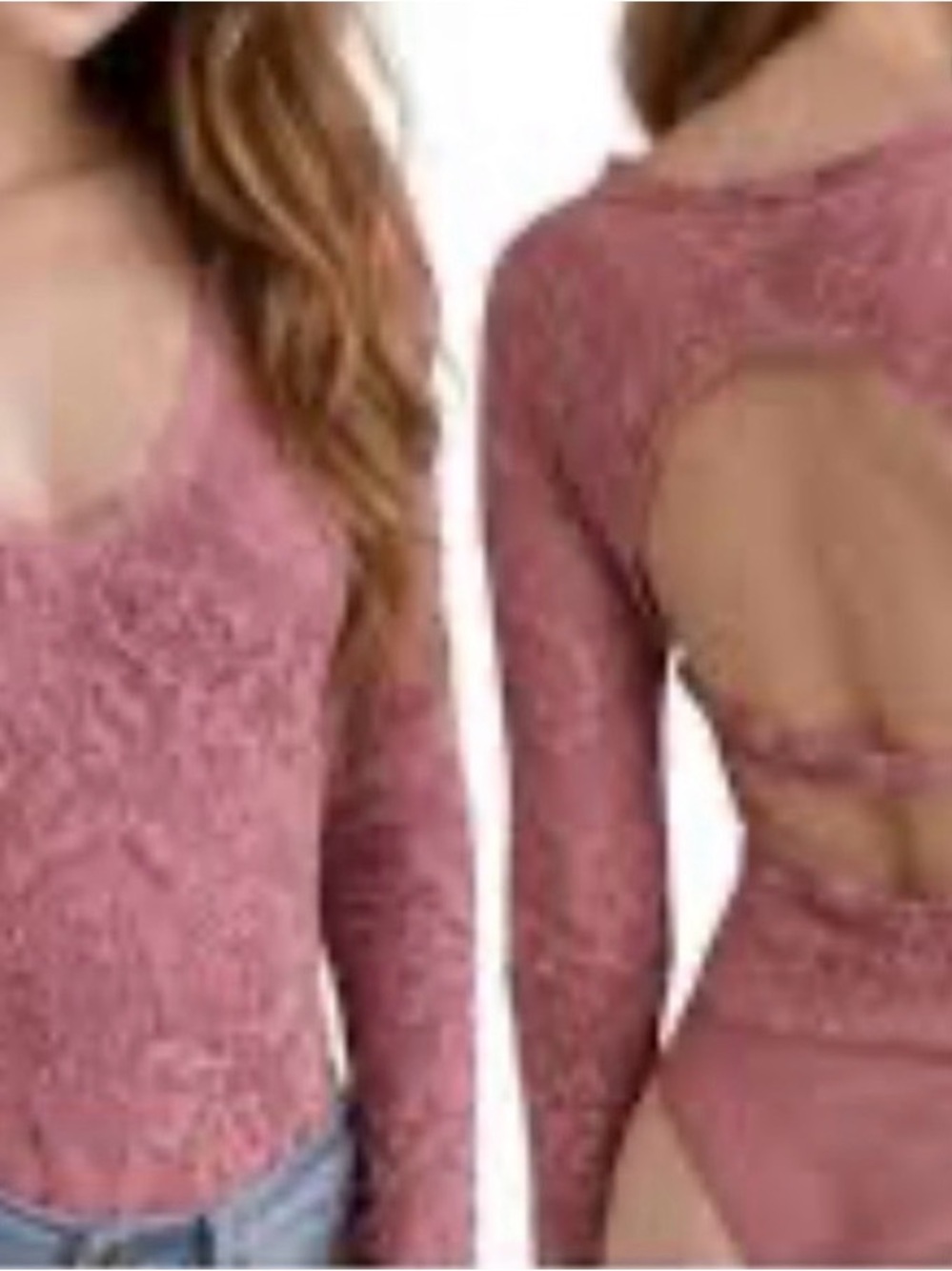 Free People Open-Back Long Sleeve Bodysuit - Rose